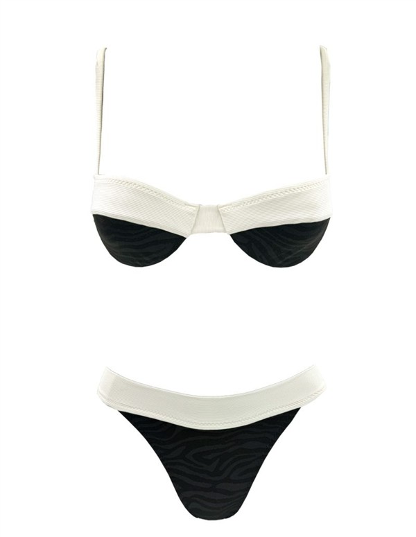 EMMA 916 ZEBRA WHITE CUP BIKINI BLACK